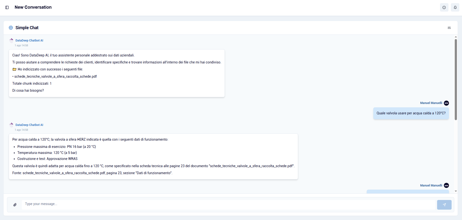 Chatbot — Assistente conversazionale sui dati aziendali
